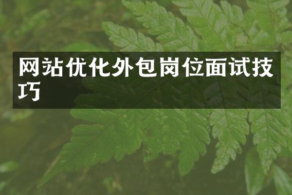 网站优化外包岗位面试技巧