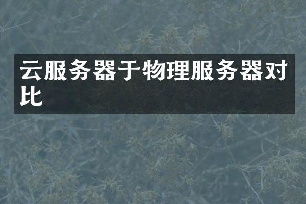 云服务器于物理服务器对比