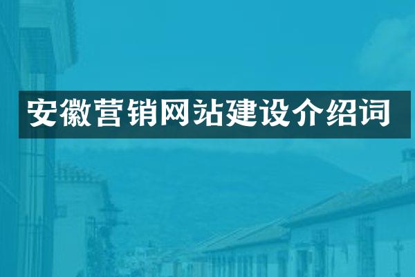 安徽营销网站建设介绍词