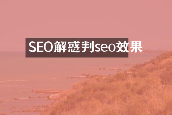 SEO解惑判seo效果