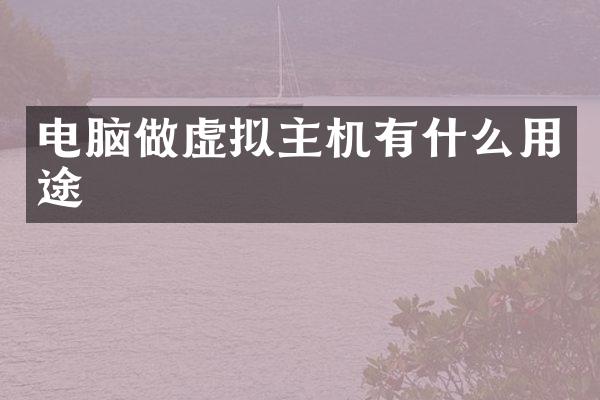 电脑做虚拟主机有什么用途