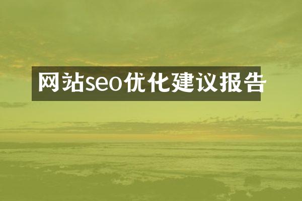 网站seo优化建议报告