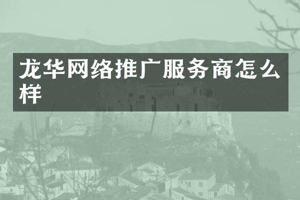 龙华网络推广服务商怎么样