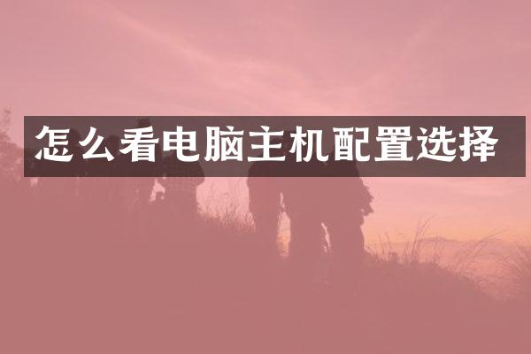 怎么看电脑主机配置选择
