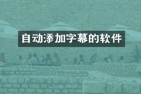 自动添加字幕的软件