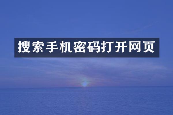 搜索手机密码打开网页