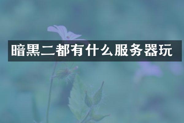 暗黑二都有什么服务器玩