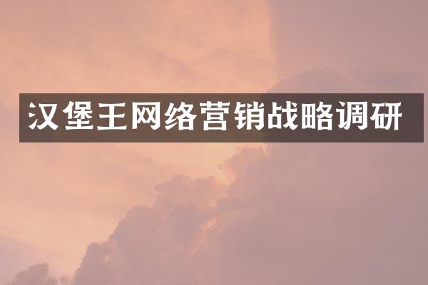 汉堡王网络营销战略调研