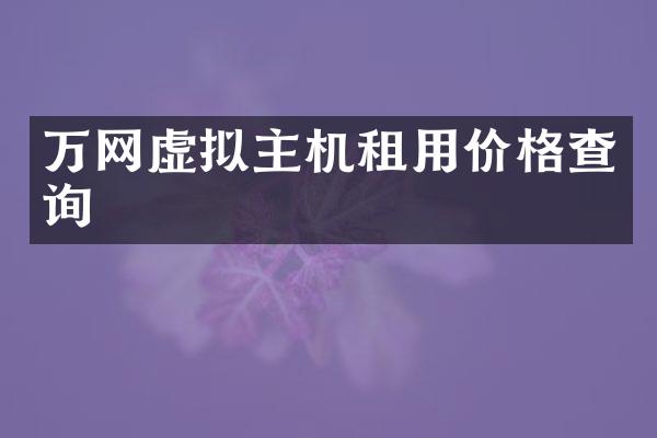万网虚拟主机租用价格查询