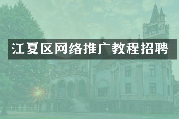 江夏区网络推广教程招聘