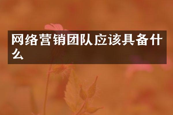 网络营销团队应该具备什么