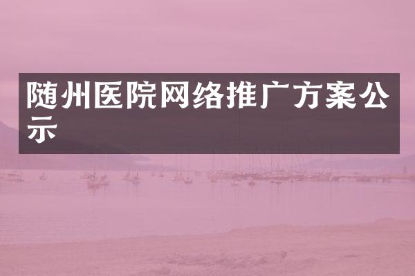 随州医院网络推广方案公示