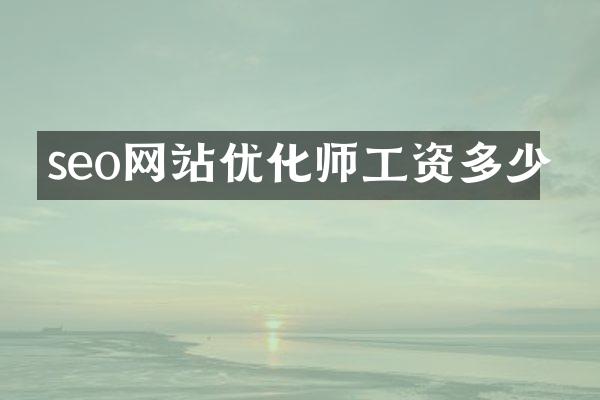 seo网站优化师工资多少