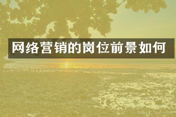 网络营销的岗位前景如何
