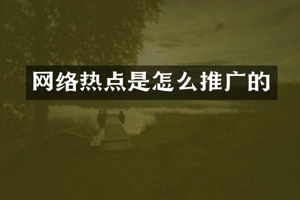 网络热点是怎么推广的