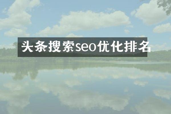 头条搜索seo优化排名
