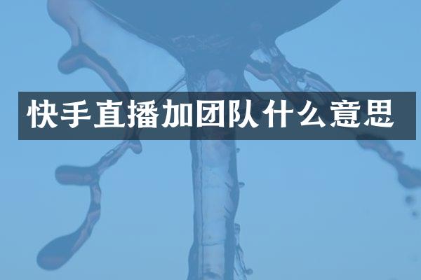 快手直播加团队什么意思