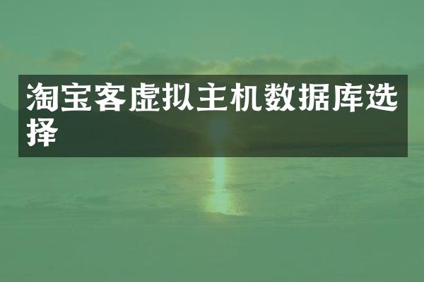 淘宝客虚拟主机数据库选择