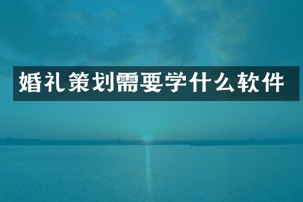 婚礼策划需要学什么软件