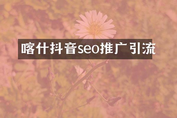 喀什抖音seo推广引流