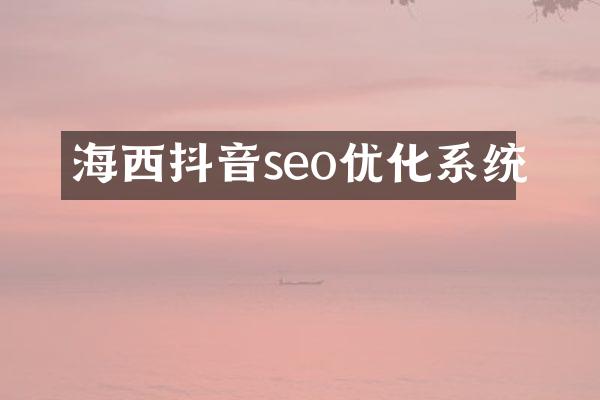海西抖音seo优化系统