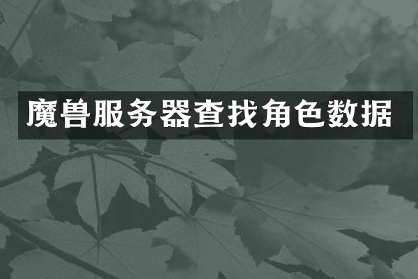 魔兽服务器查找角色数据