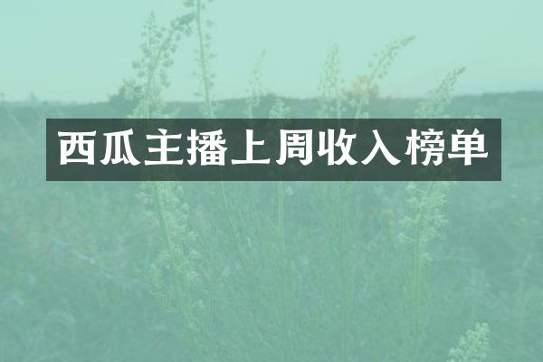 西瓜主播上周收入榜单