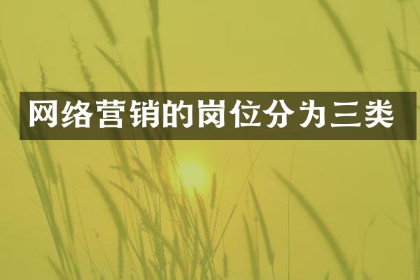 网络营销的岗位分为三类