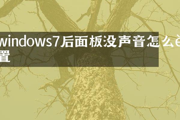 windows7后面板没声音怎么设置