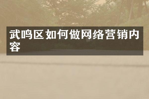 武鸣区如何做网络营销内容