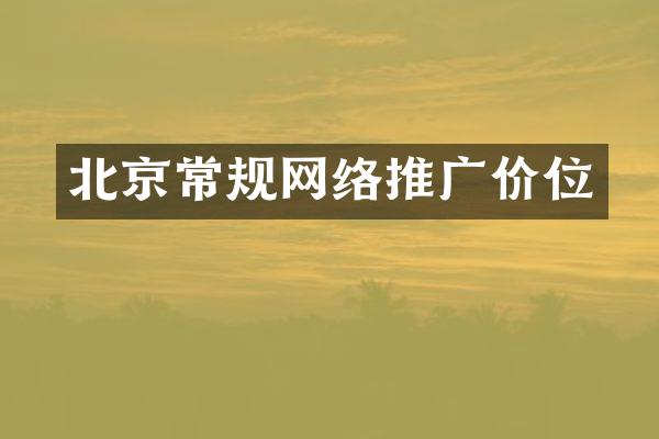 北京常规网络推广价位