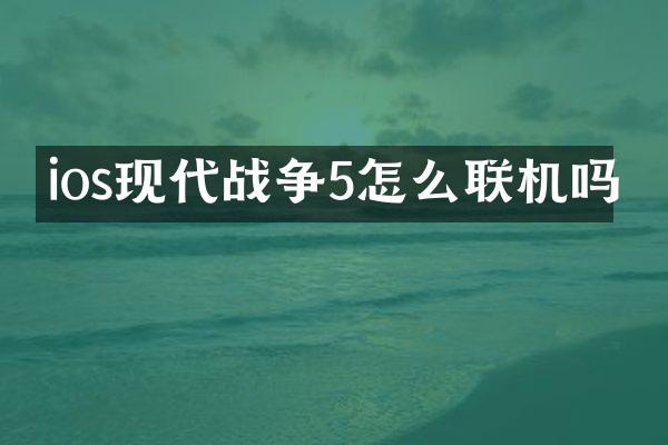 ios现代战争5怎么联机吗