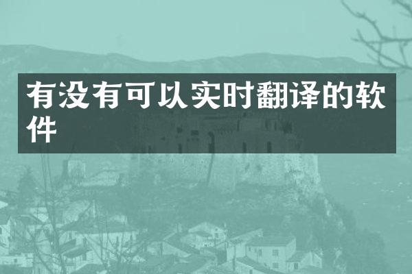 有没有可以实时翻译的软件