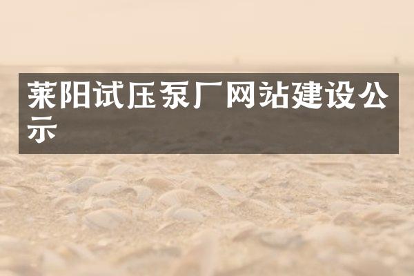 莱阳试压泵厂网站建设公示