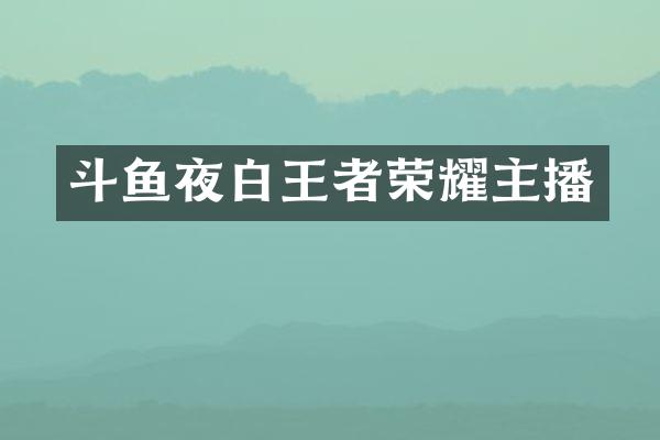斗鱼夜白王者荣耀主播