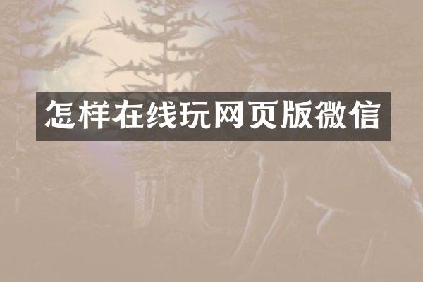 怎样在线玩网页版微信