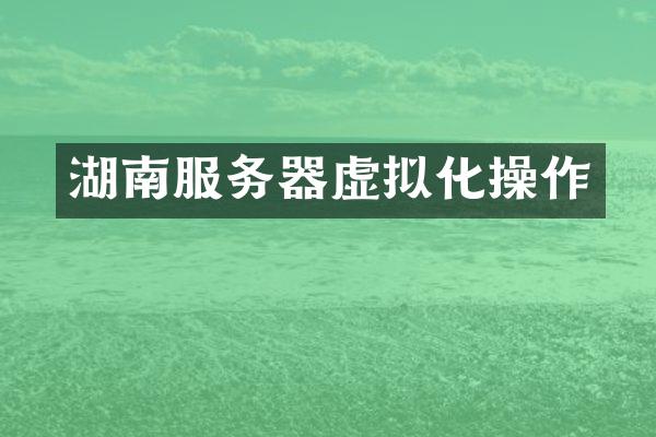湖南服务器虚拟化操作