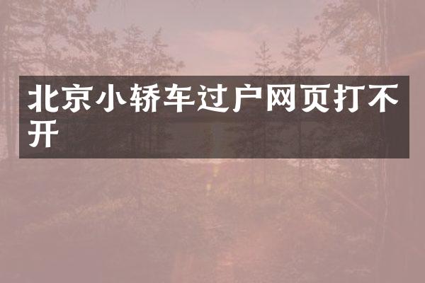 北京小轿车过户网页打不开