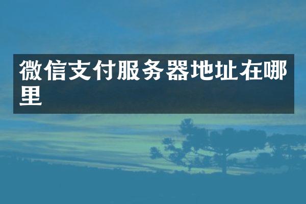 微信支付服务器地址在哪里