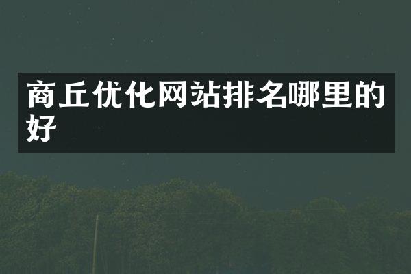 商丘优化网站排名哪里的好