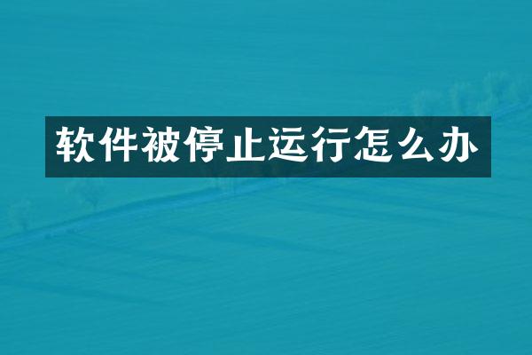 软件被停止运行怎么办