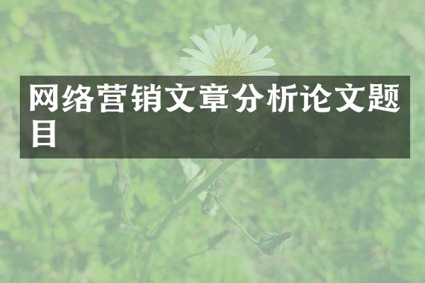 网络营销文章分析论文题目