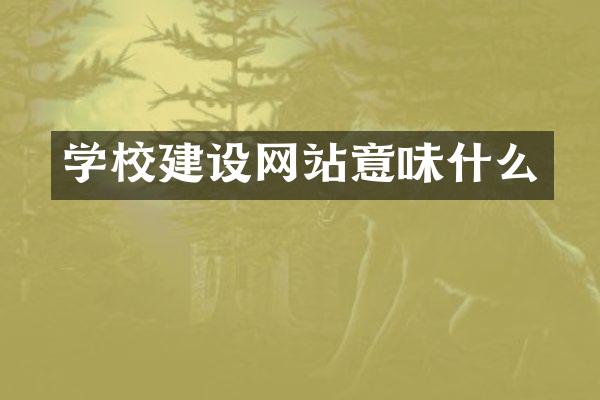 学校建设网站意味什么