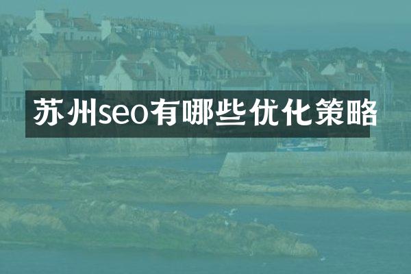 苏州seo有哪些优化策略