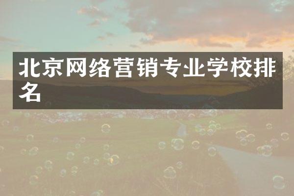北京网络营销专业学校排名