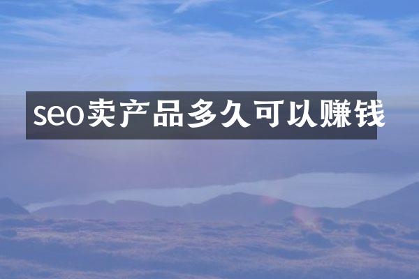 seo卖产品多久可以赚钱