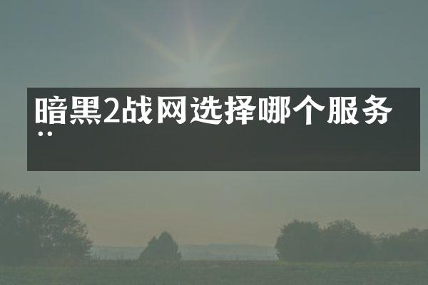 暗黑2战网选择哪个服务器