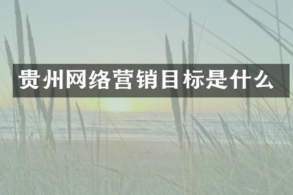 贵州网络营销目标是什么