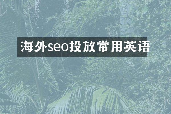 海外seo投放常用英语