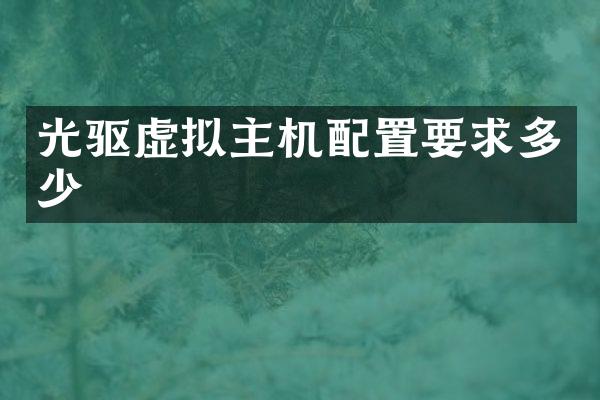 光驱虚拟主机配置要求多少